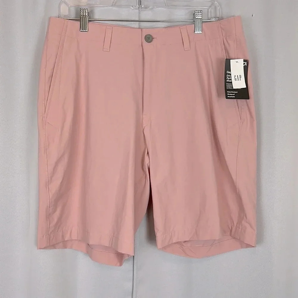 NWT‎ Gap Fit Performance Pink Khakis Stretchable Waist Short Size 33